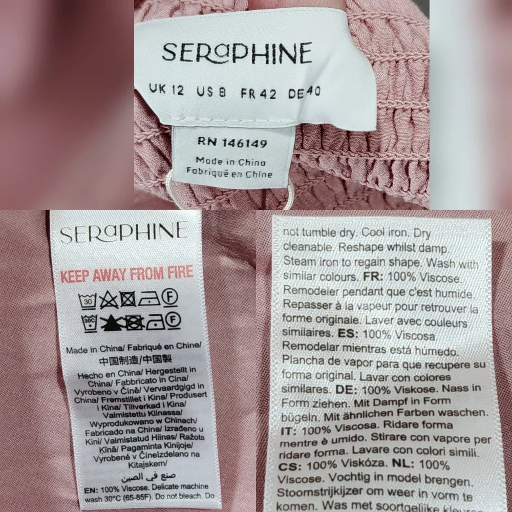 Seraphine Luxe Maternity Dress 8 Sariah Midi Flutter Sleeve Blush Pink Fairy NEW
